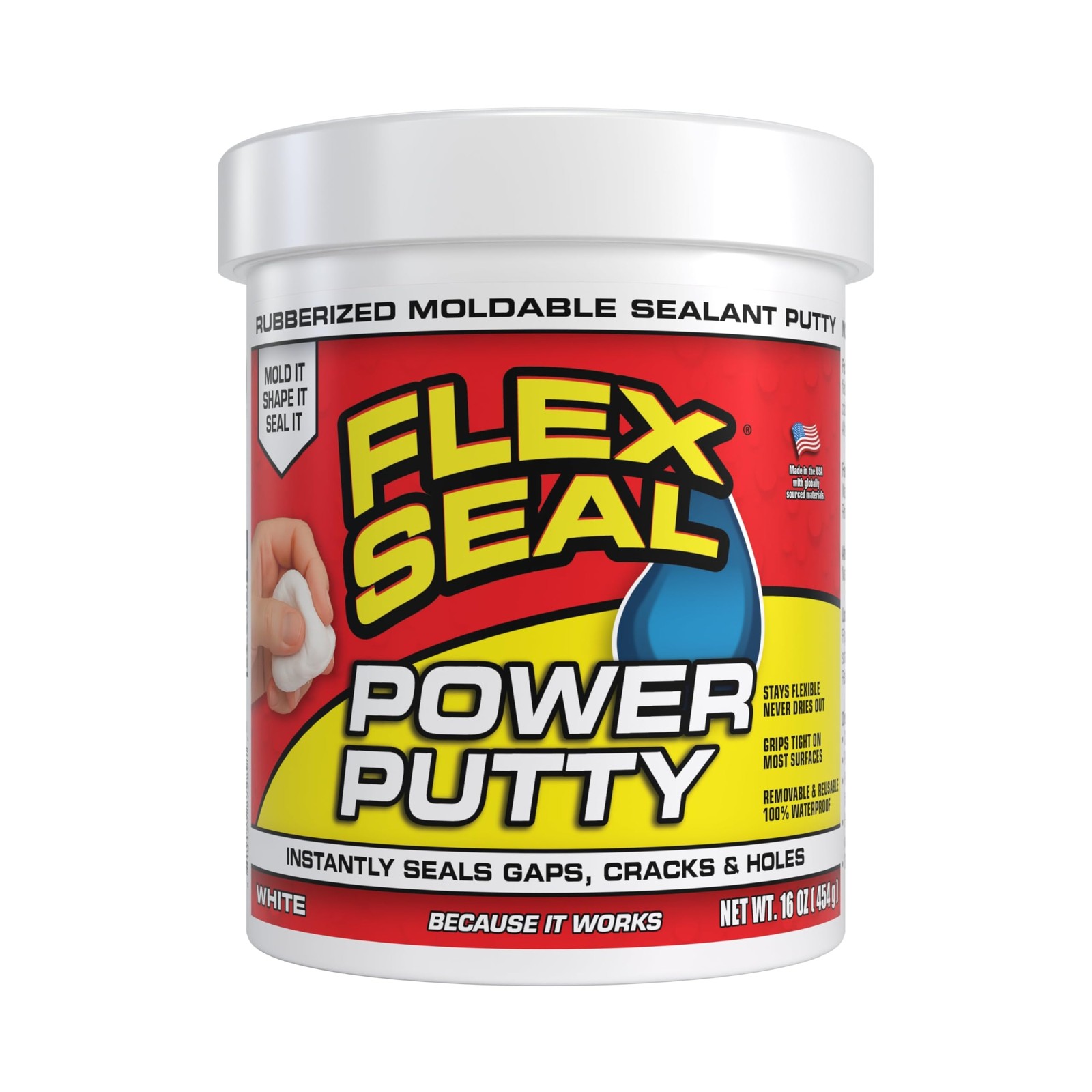 Flex Seal Power Putty, Moldable Waterproof Rubberized Sealant, Instantly Fills G