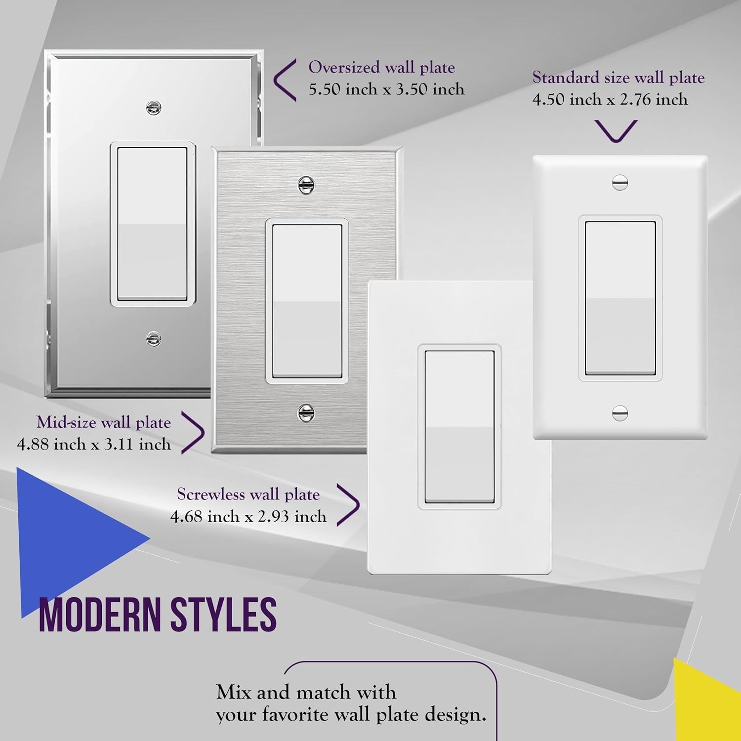 Residential Grade 15A Decorator Light Switch with White Wall Plate Included