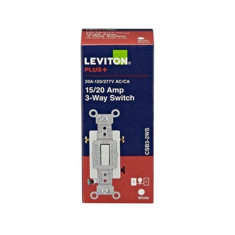 Leviton 20 amps 3-Way Toggle AC Quiet Switch White