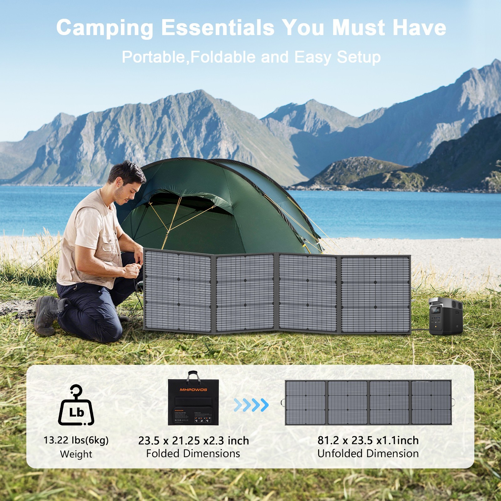 Lightweight Outdoor Solar Panel Kit 110W 220W IP67 Waterproof for Camping RV