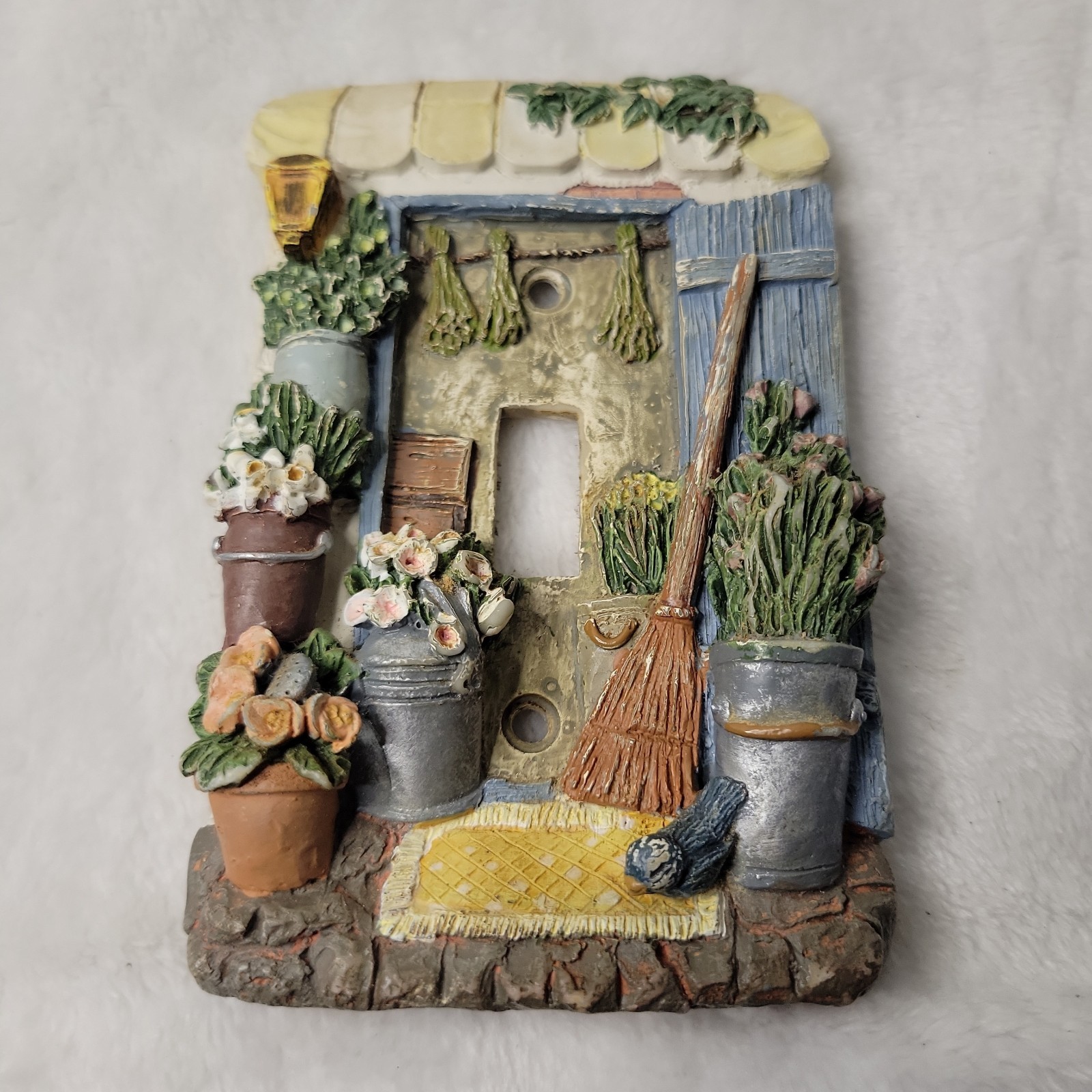 Single Light Switch Plate Cover Flowers Door Painted Resin FIGI 3D Cottage Garde