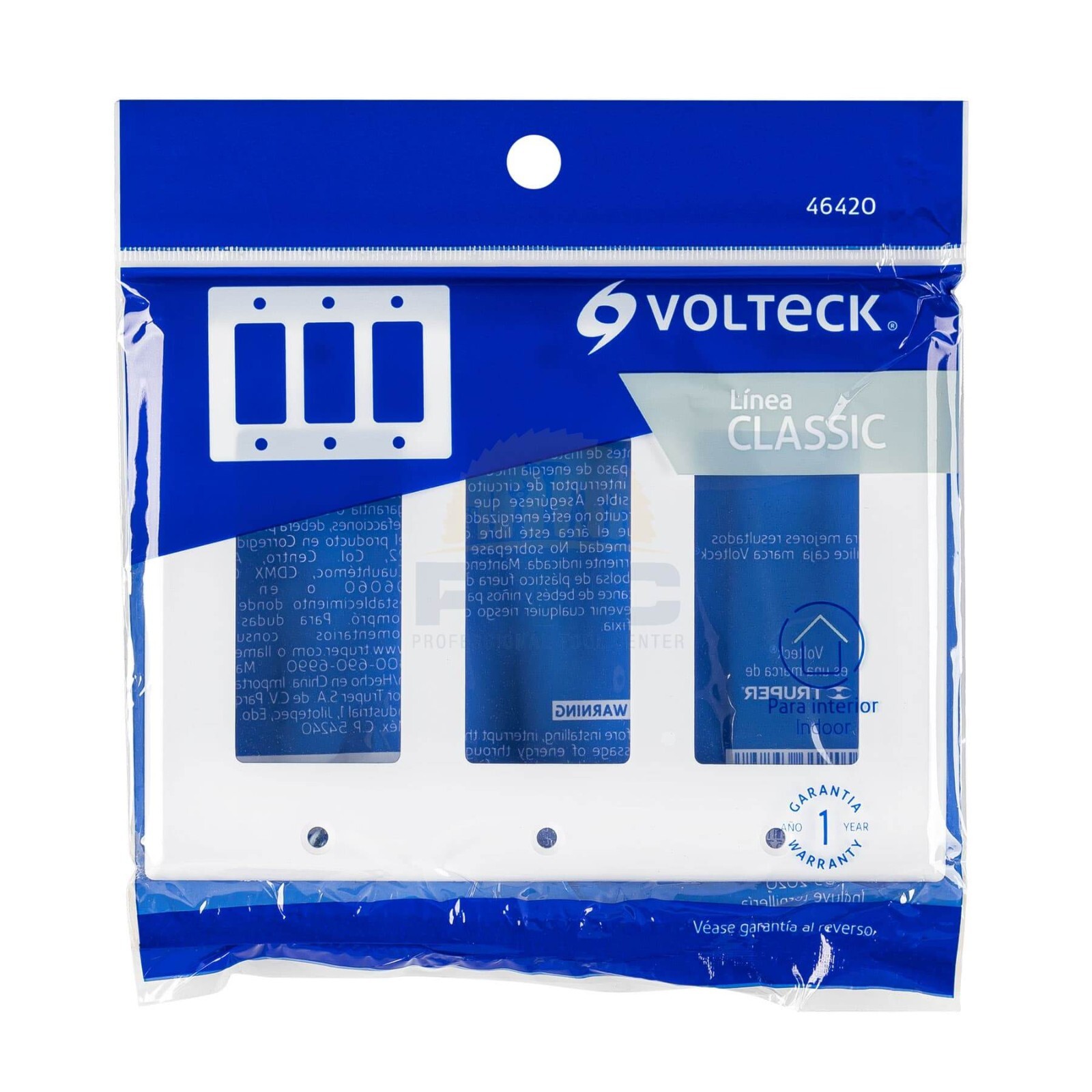 Volteck PPTR-CL 3-window plate, polycarbonate, Classic line