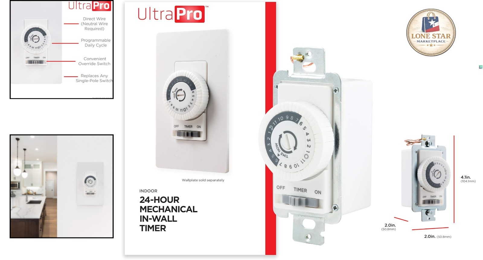Elegant 24-Hour Dial Timer Switch for Lights & Fans – Override Function Included