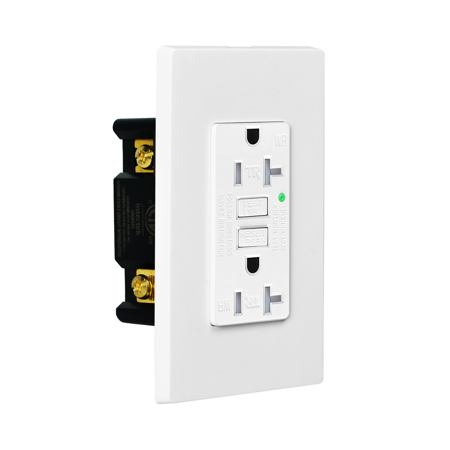 20Amp GFCI Outlet White 125V Weather Tamper Resistant 20A Receptacle w/LED NEW