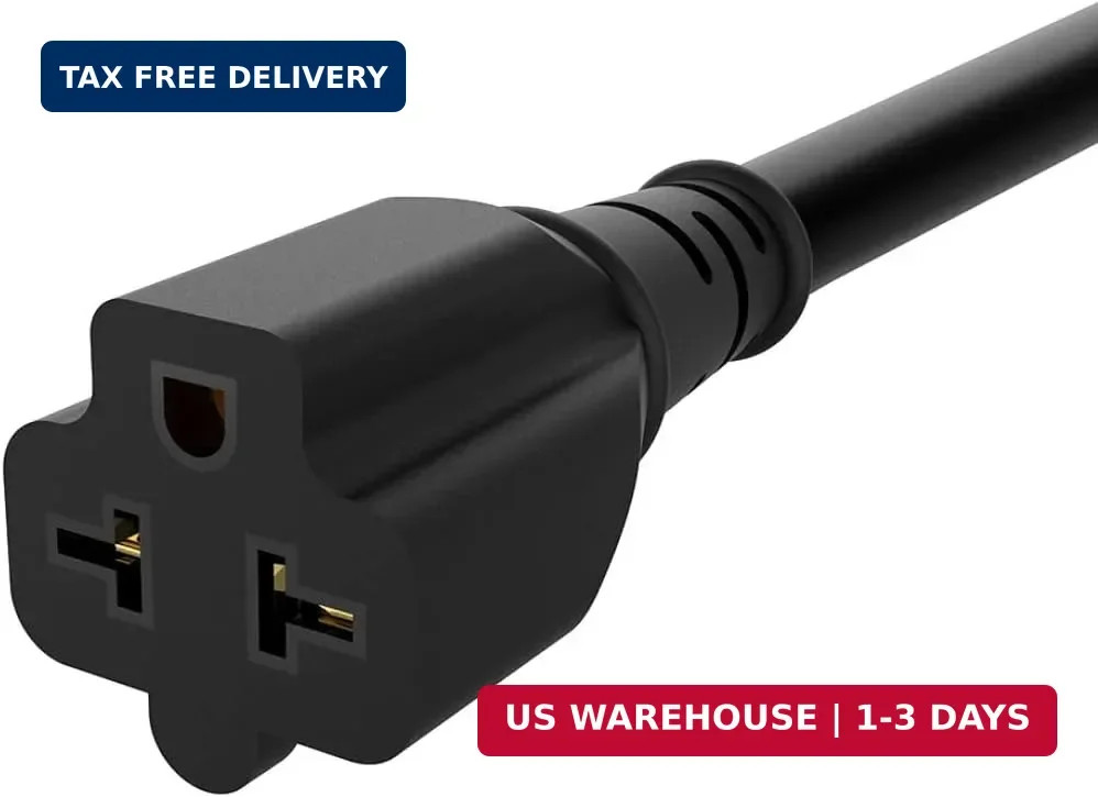 1-Foot 12 AWG 15 Amp Household Plug to 20 Amp Adapter Cable,Nema 5-15P to 5-15R/