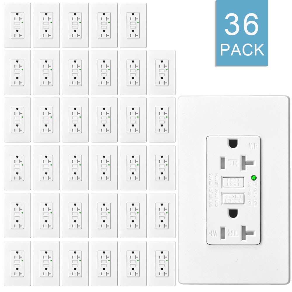125-Volt 20Amp GFCI Outlet Duplex Receptacles TR WR Wall Socket White ETL 36Pack