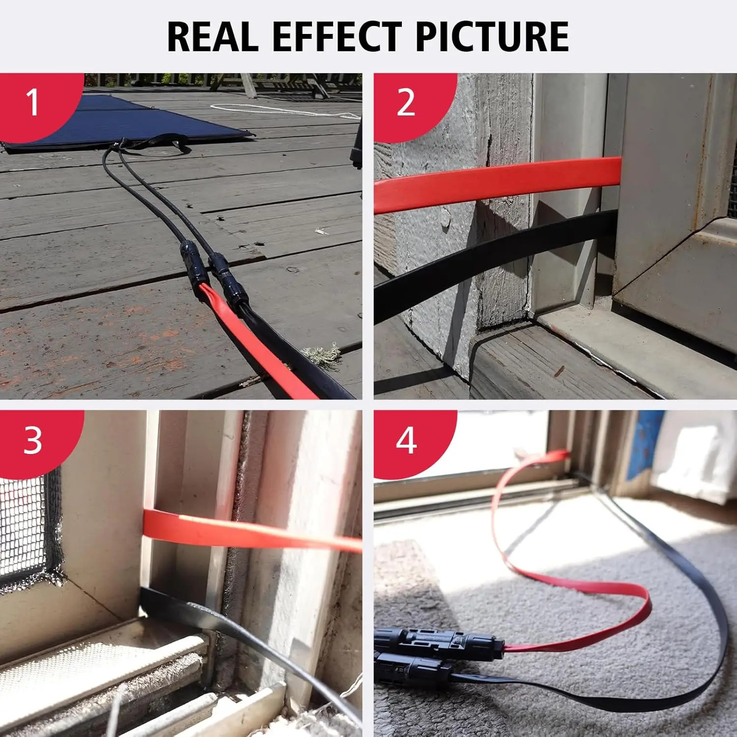 12AWG Window Pass through Solar Panel Extension Cable Flat Wire for Zendure/Ecof