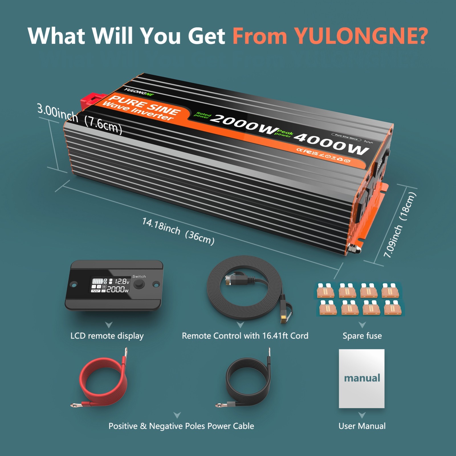 1000W 2000W 3000W Pure Sine Wave Inverter12V 24V to 110V /120V Voltage Converter