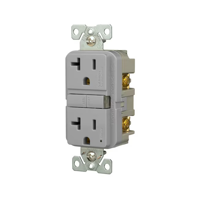 Eaton 20 -Amp 125-volt GFCI Residential Decorator Outlet Receptacles , Gray