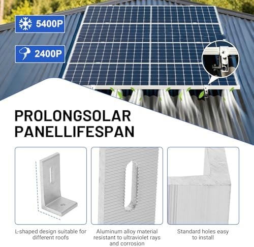 10Pcs L Foot Solar Mount, Aluminum Alloy Photovoltaic Panel Mounting Bracket, Ph