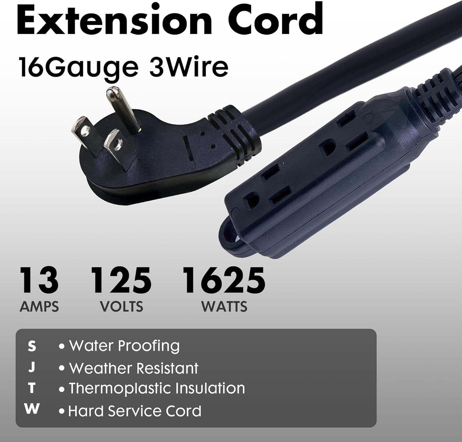 Versatile 6 Ft Extension Cord with 3 Outlets – Heavy Duty and Abrasion Resistant