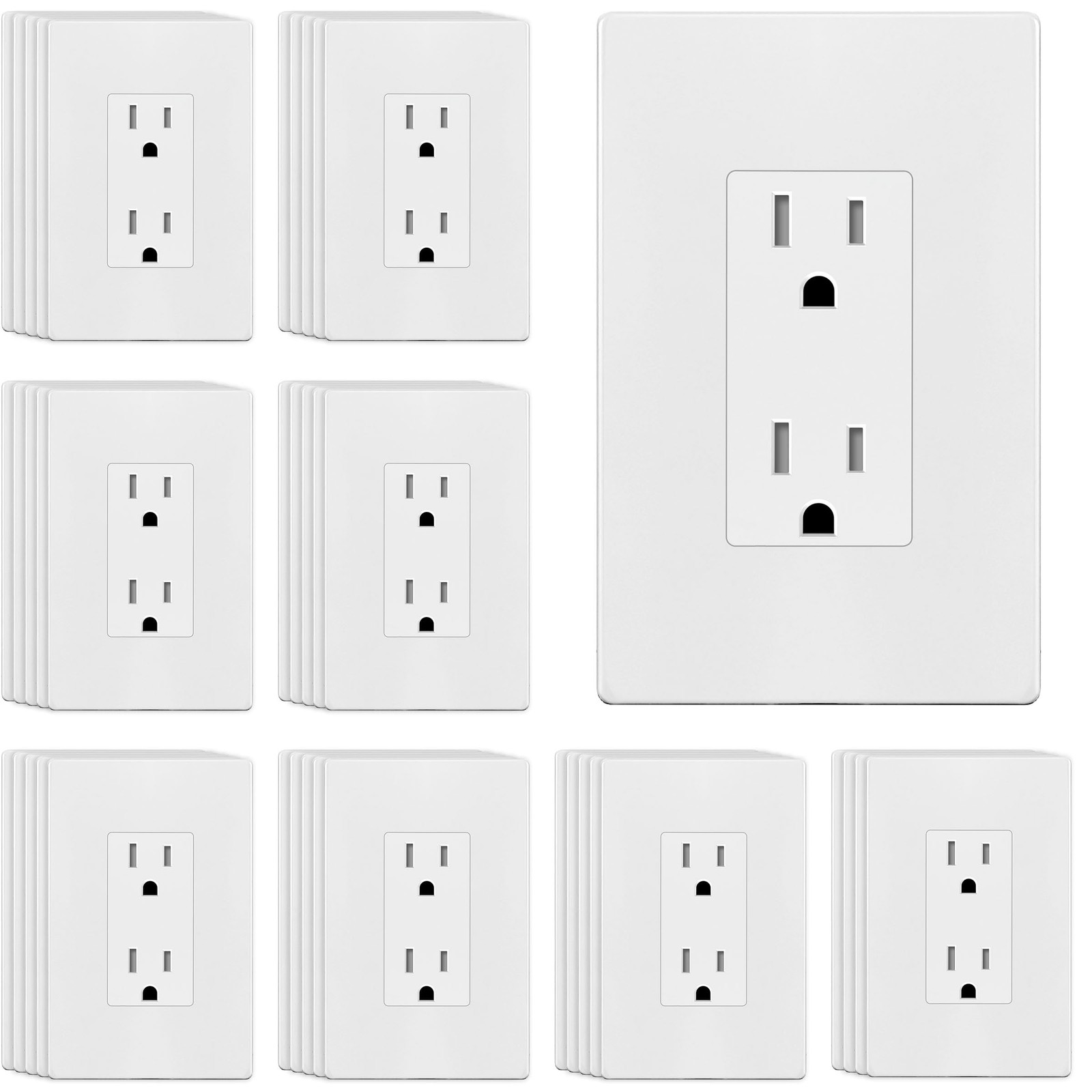 Enerlites 40 Pack Matte White Decorator Receptacle Screwless Wall Plate