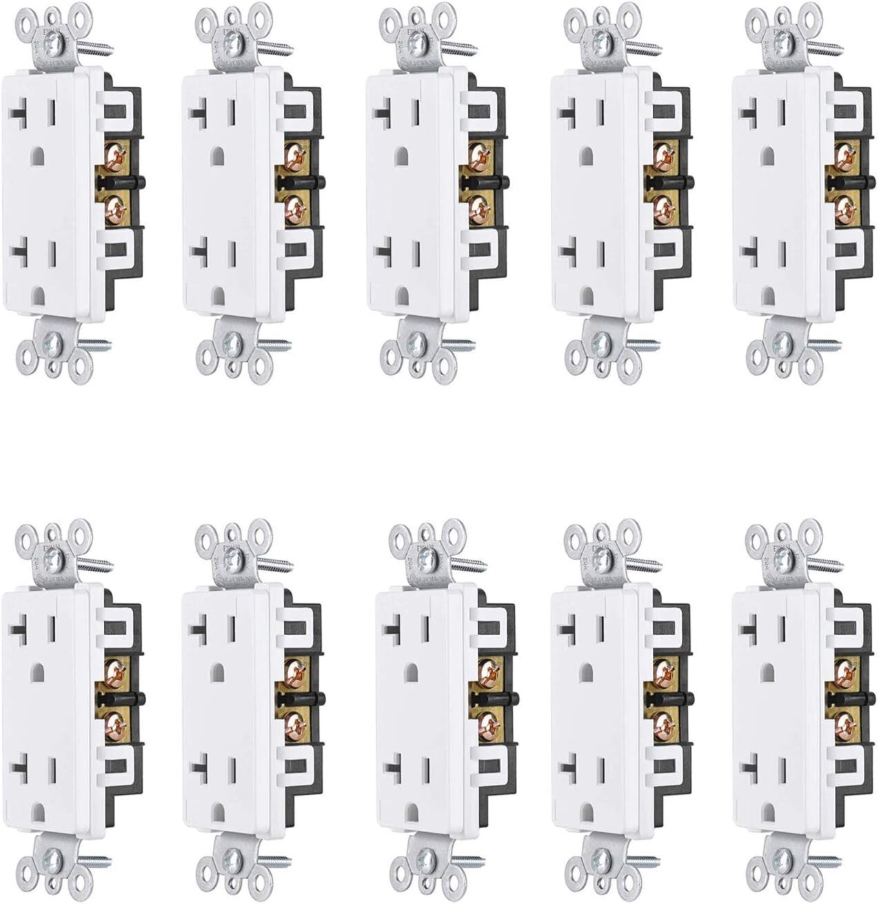 Outlet Socket Decora Duplex Receptacle 20 Amp 125 Volt Grounding UL listed 10PCS