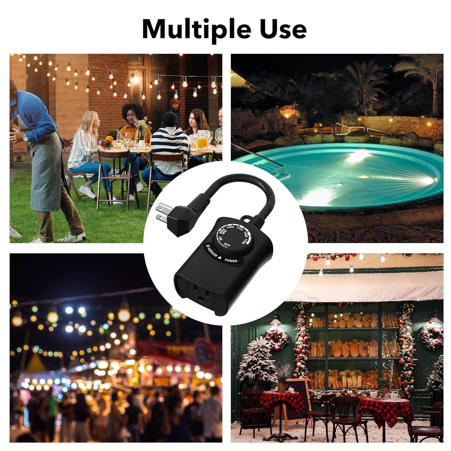 HBN Outdoor Light Timer Weatherproof Photocell Dusk to Dawn Light Sensor Timer