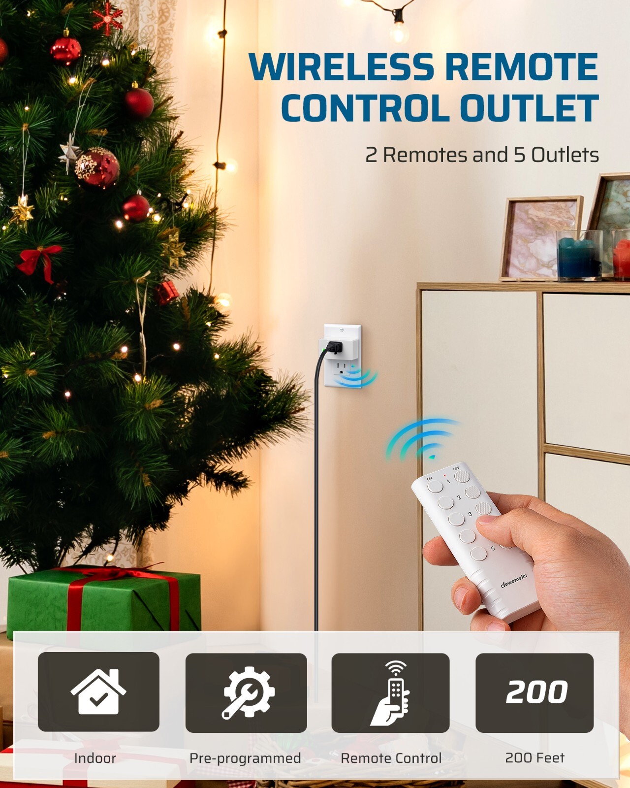 DEWENWILS Remote Control Outlet, Indoor Wireless Remote Outlet Switch for Lamps