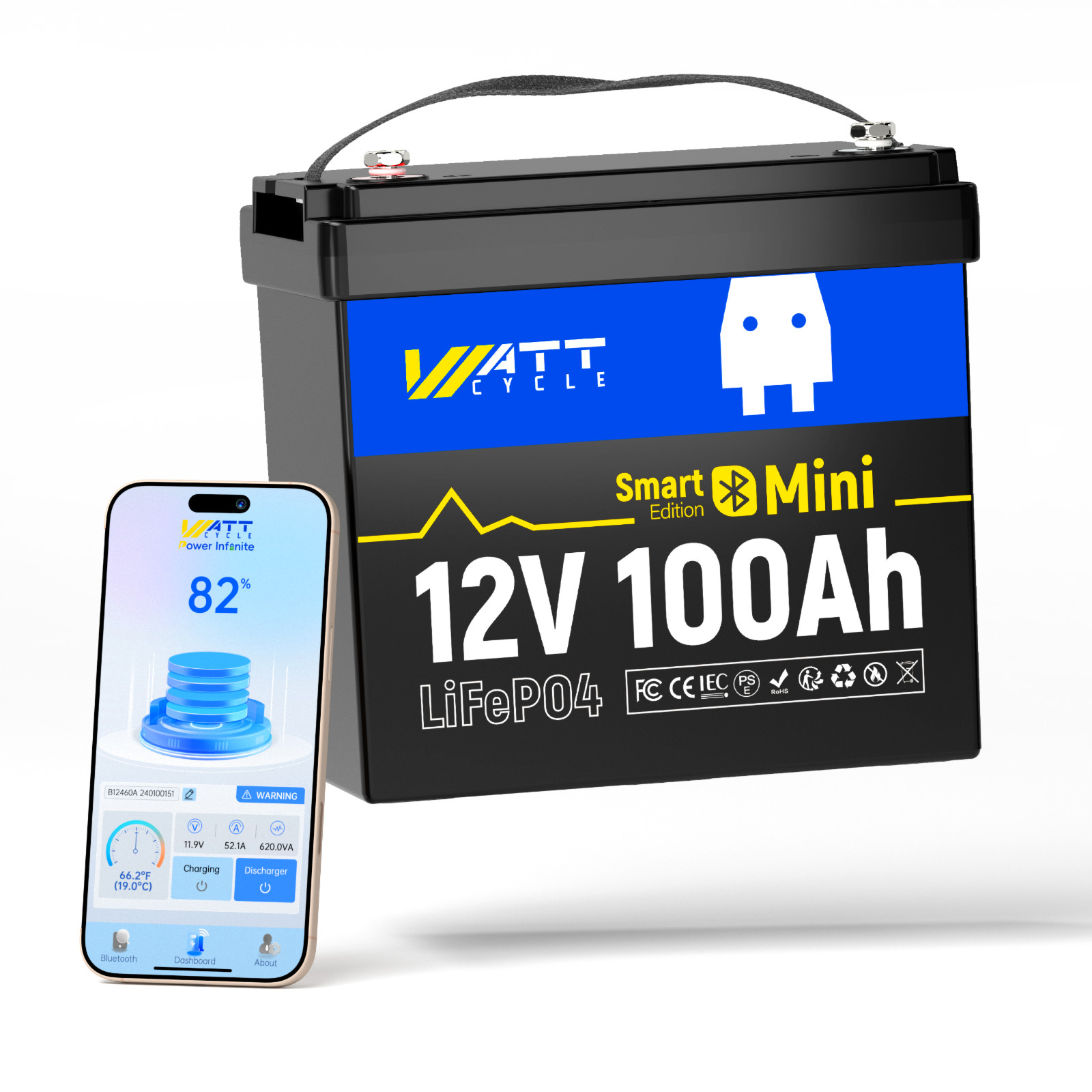 WattCycle 12V 100Ah 314Ah LiFePO4 Lithium Battery Deep Cycle for Marine Off-Grid