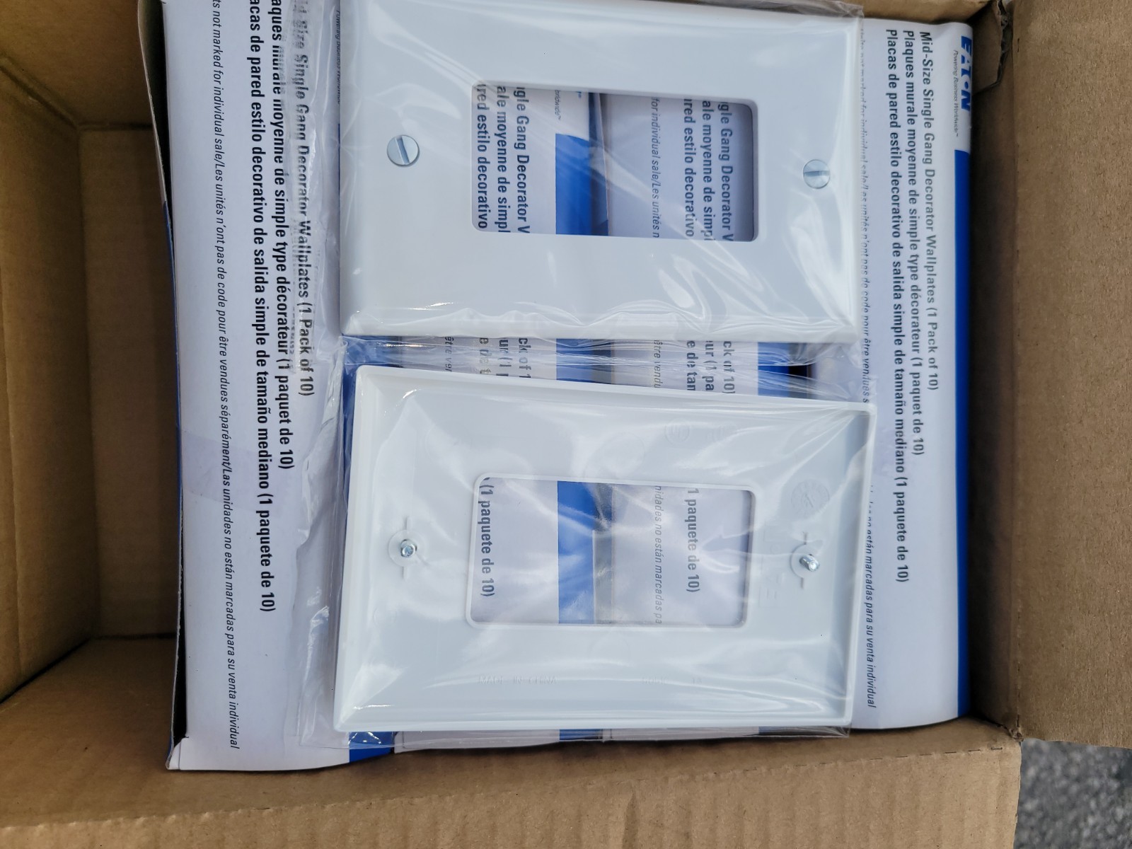 Case of 50 Eaton White 1G UNBREAKABLE Mid-Size Wallplates GFI GFCI Cover PJ26W