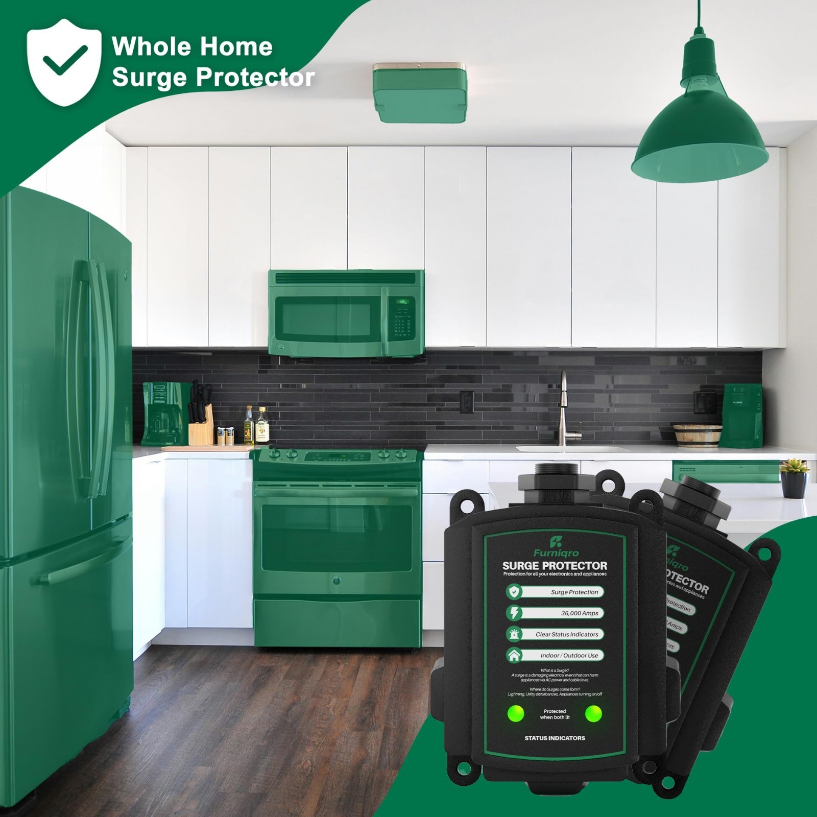 Whole House Surge Protector 36,000 Amps – Ultimate Indoor/Outdoor Surge Defense,