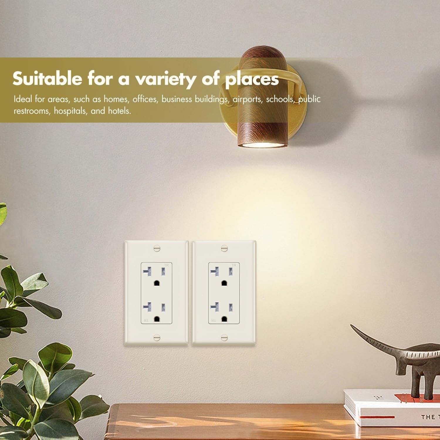 10pack Ivory Outlet Socket, Decora Duplex Receptacle, 20 Amp 125 Volt With Plate
