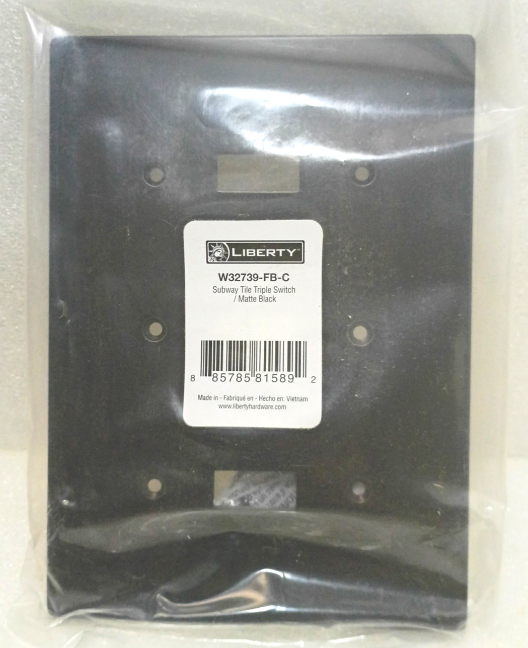 Liberty ~Triple Light Switch Metal Wall Plate ~ Subway Tile / Matte Black