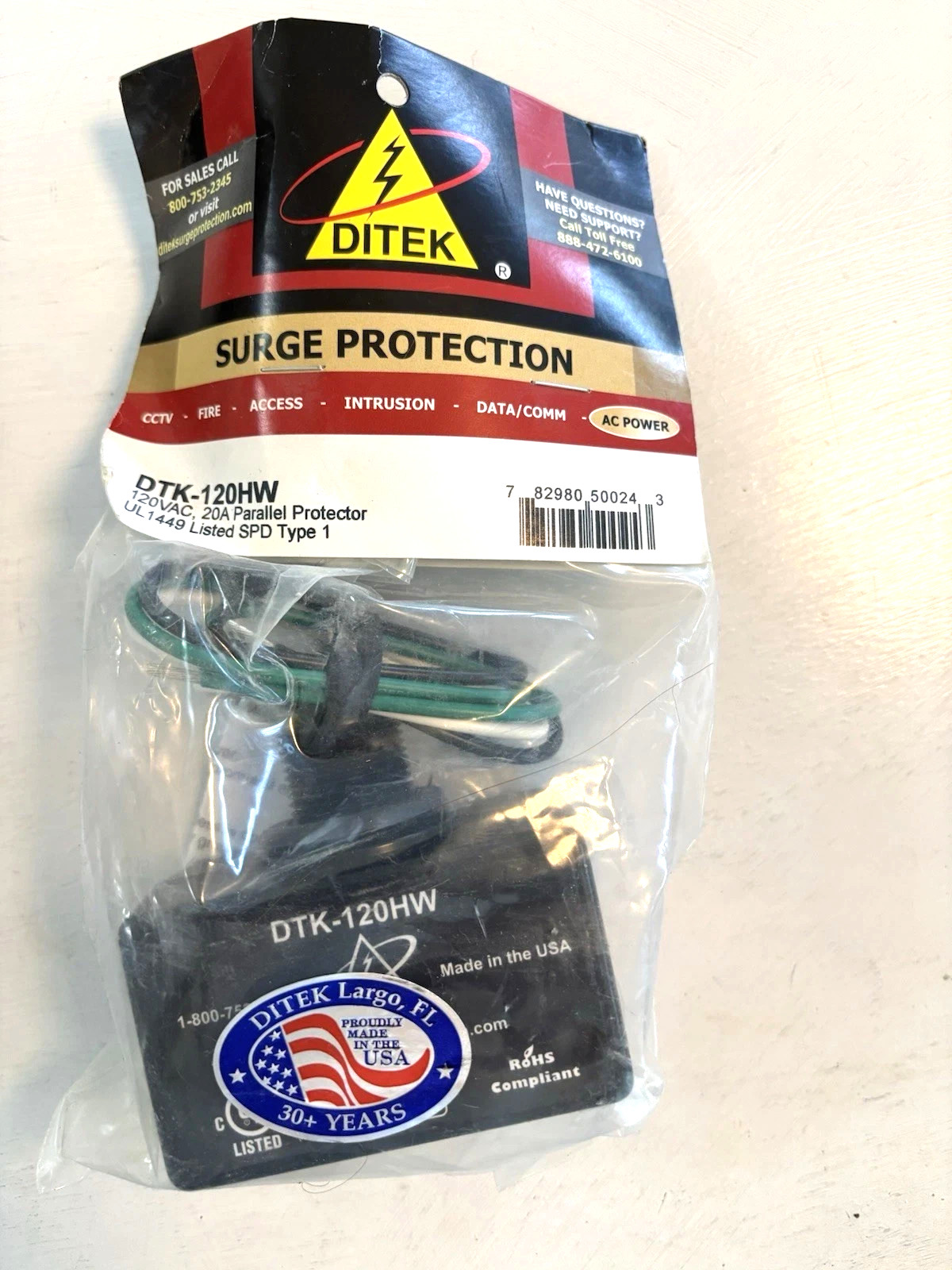 Ditek DTK-120HW Voltage Surge Protection 120V AC 20 Amp Brand New