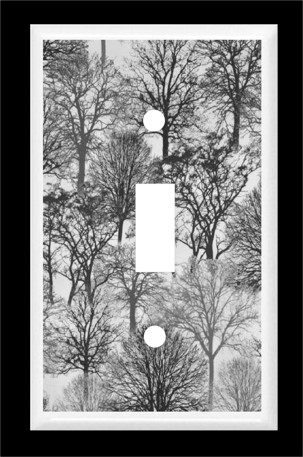 TREES FOREST GRAY TONES DESIGN 5 LIGHT SWITCH COVER PLATE