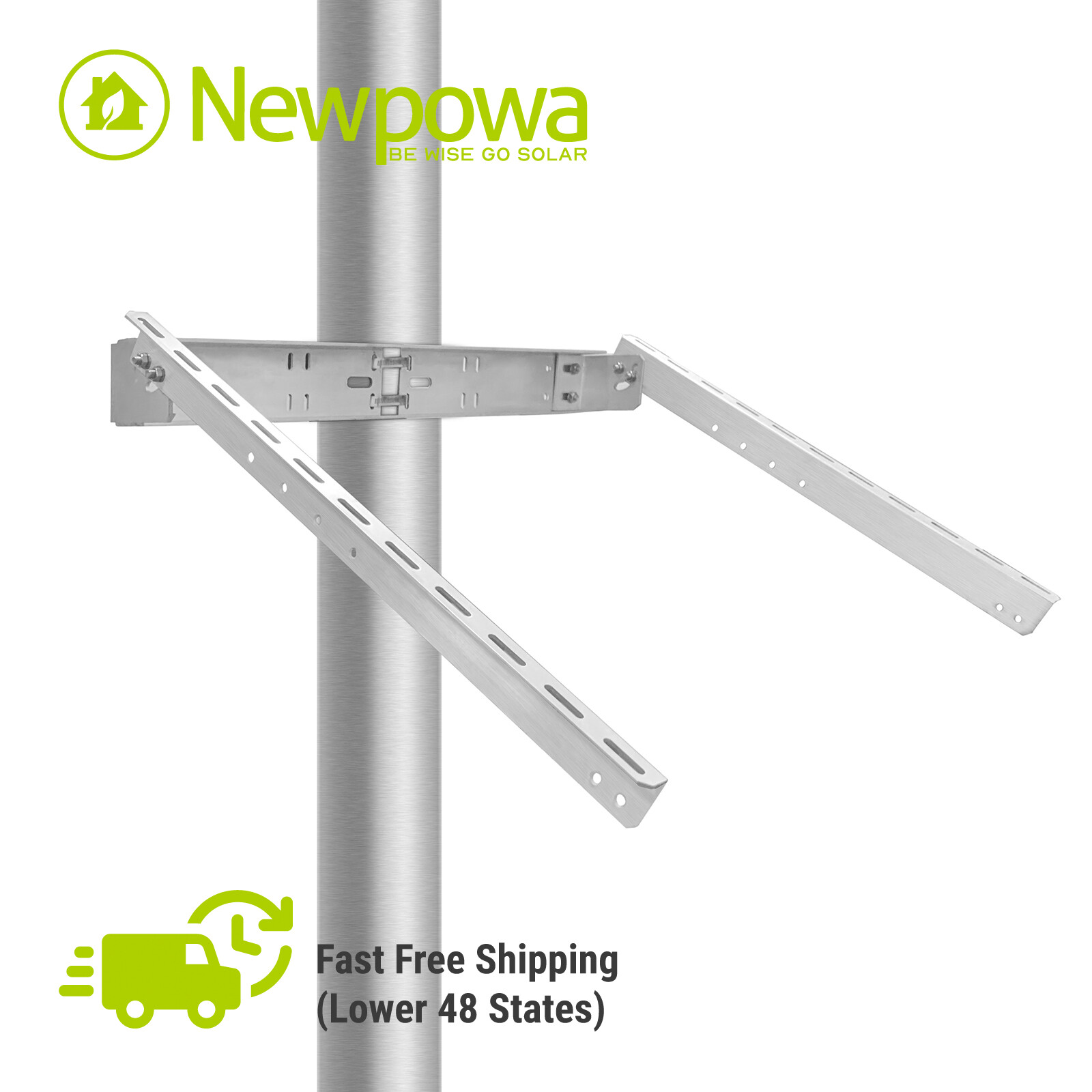 Newpowa Solar Panel Pole/Wall Mounting Bracket Heavy-Duty Off-Grid Charge System