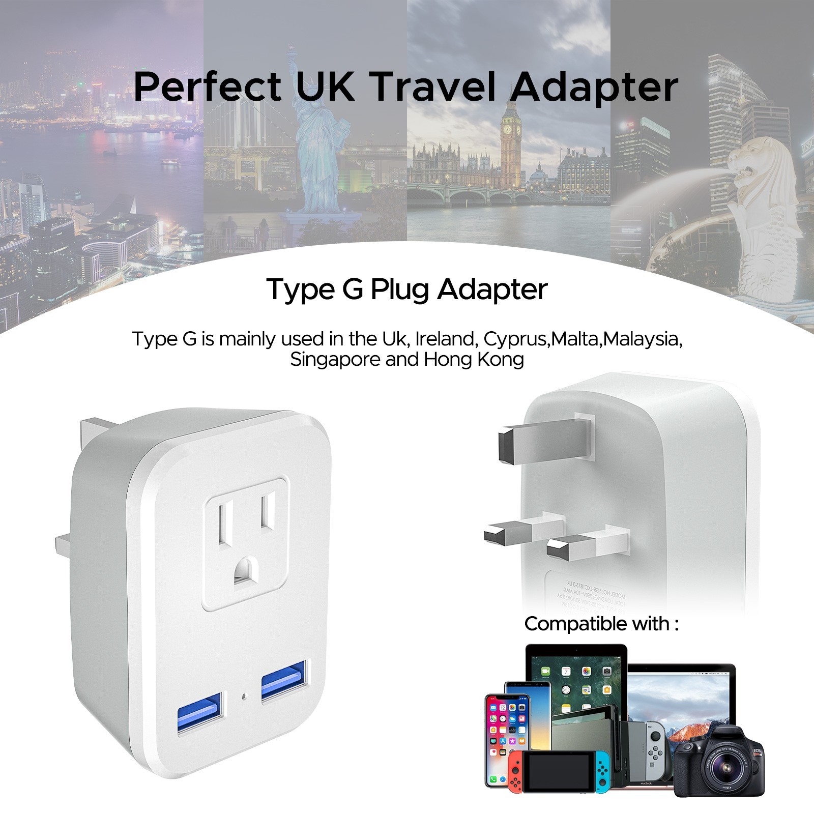 Wholesale Type C European Travel Plug Adapter with 30W USB C Ports for US to EU