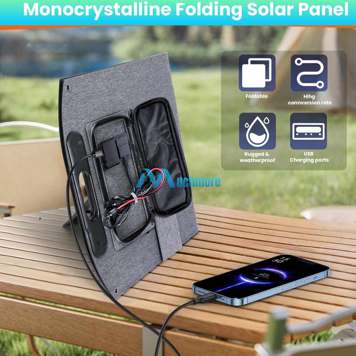Panel solar portátil plegable, cargador solar de 100W 200W IP65 para RV CAMPING