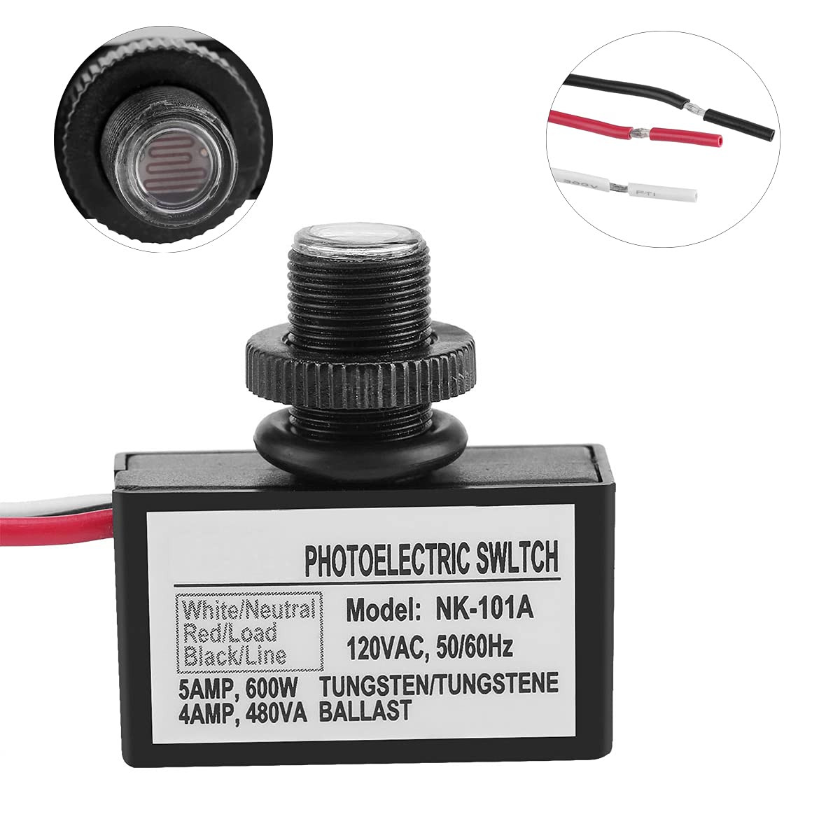 2 Pack Light Control Sensor Button Switch,2 Pack Photoelectric Switch,120V AC Ou
