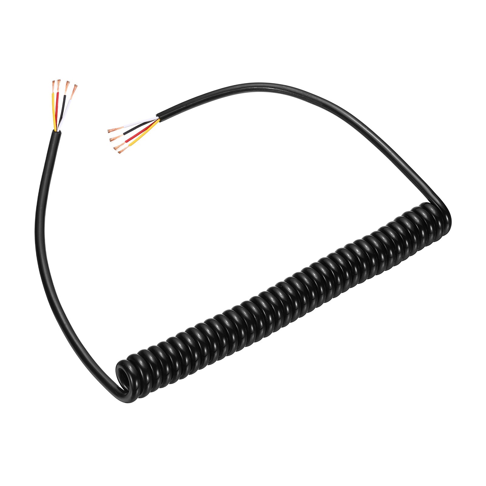5ft Retractable Coiled Coil Cord, 4 Conductor 18AWG Spiral Power Cord Cable