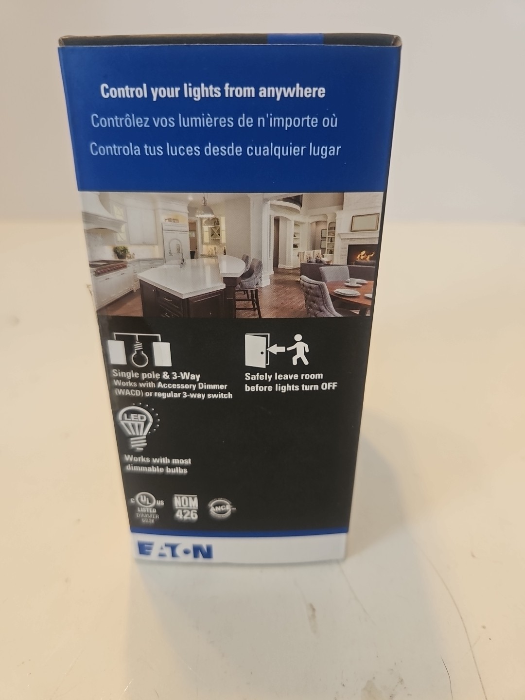 Eaton WFD30-C2 Wi-Fi Smart Dimmer Switch with White/Light Almond/Ivory cover