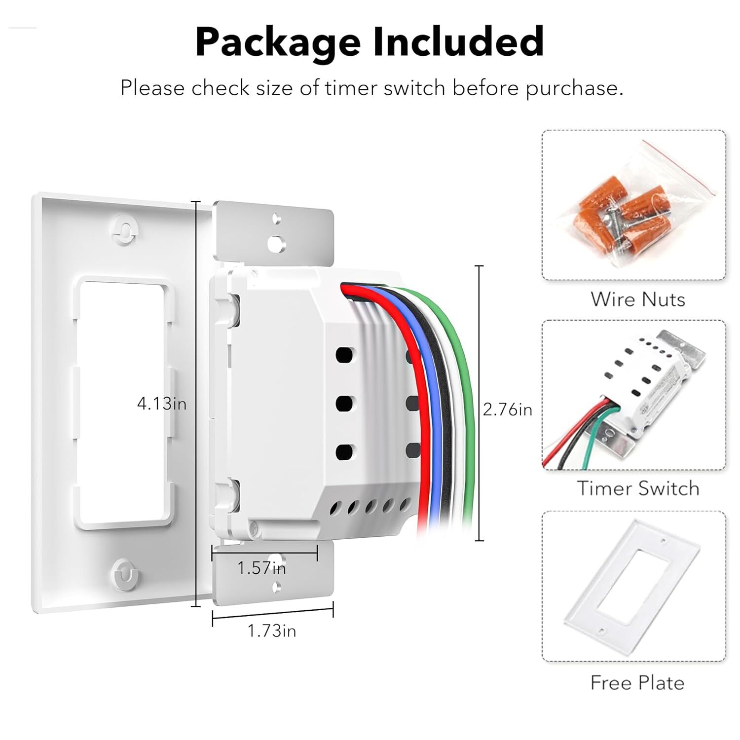 BN-LINK 7 Day Programmable In-Wall Timer Switch Digital For Fans, Lights, Motors