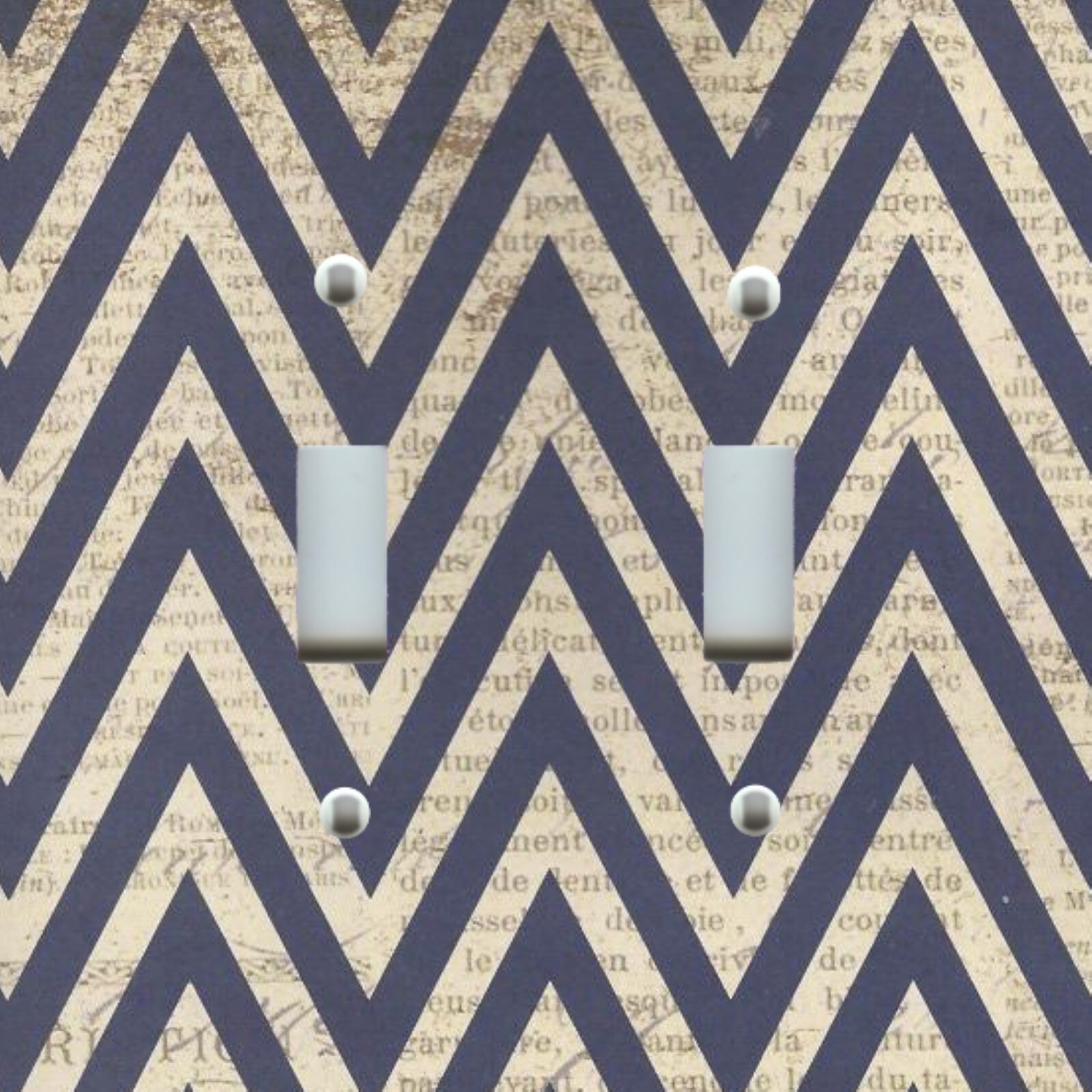 CHEVRON – BLACK & BROWN NEWSPRINT Light Switch Plate Wall Outlet Plug Covers