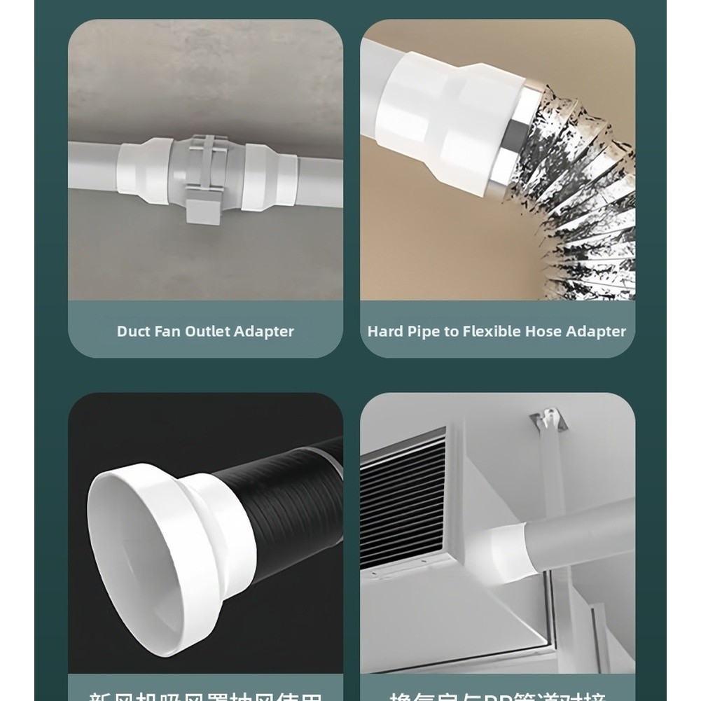 Plastic Duct Reducer Coupling 150mm to 100mm White ABS for Air Systems