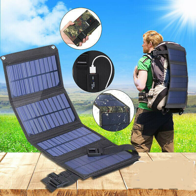 100W USB Solar Panel Folding Power Bank Outdoor Camping Hiking Phone Charger Kit