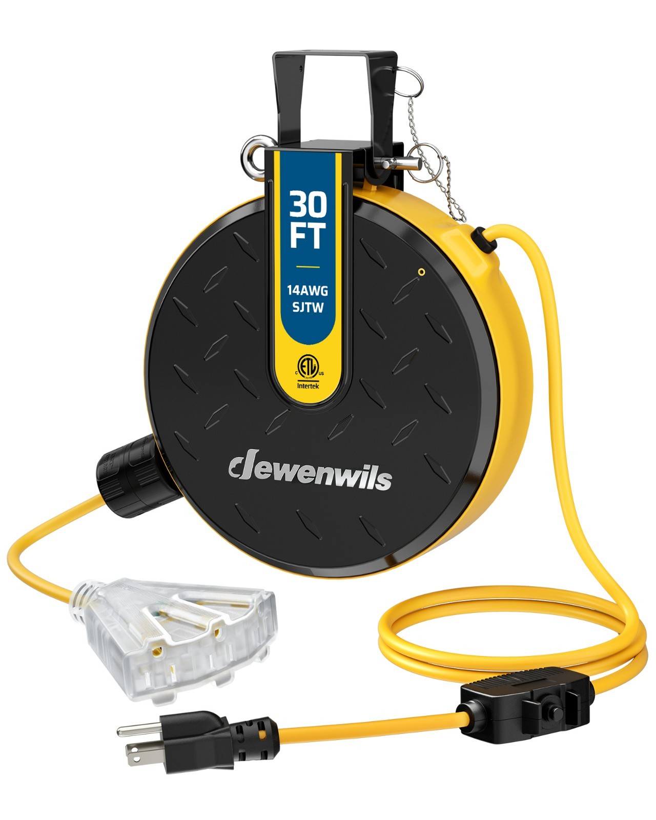 DEWENWILS 30FT Retractable Extension Cord Reel, Ceiling/Wall Mount 14/3 SJTW