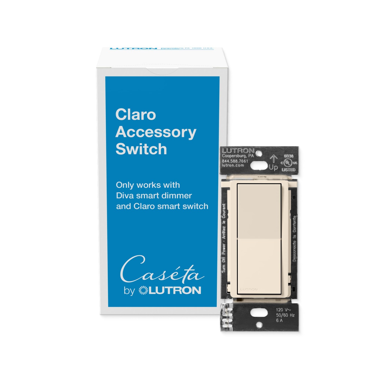 Lutron Caseta Smart Claro Accessory Switch for 3 way – For use only with Diva…