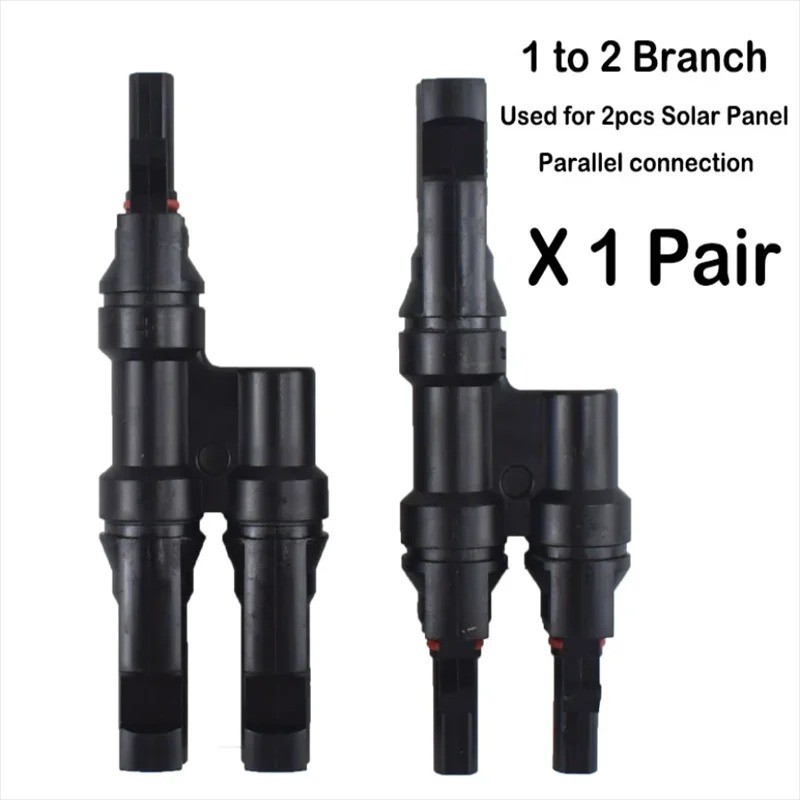 Solar PV T Branch Connector 1 Pair Male Female Parallel Panel Adapter