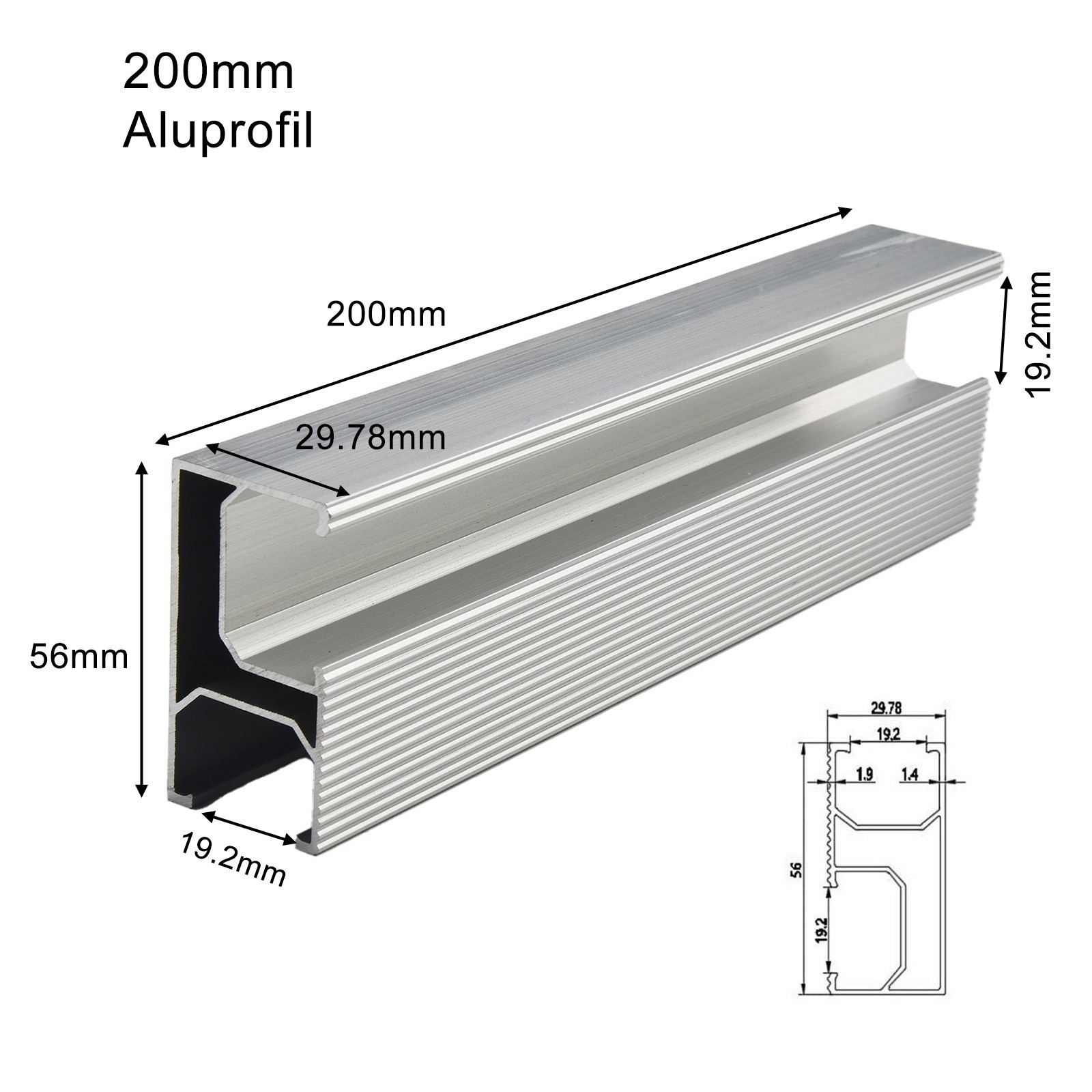 Solar Panel Mounting Rail 20cm Aluminum Alloy 8PCS for PV System Installation