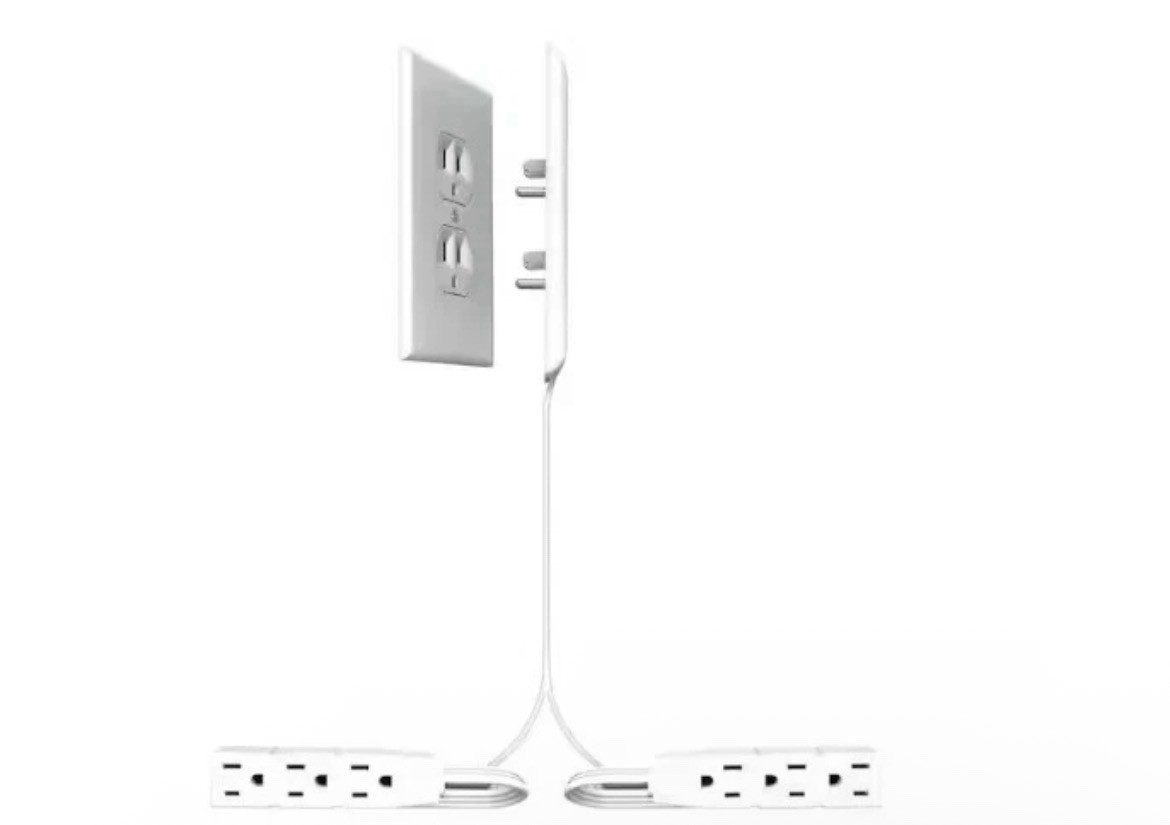 Sleek Socket Outlet & Plug Concealer With 2 Side By Side Power Strips