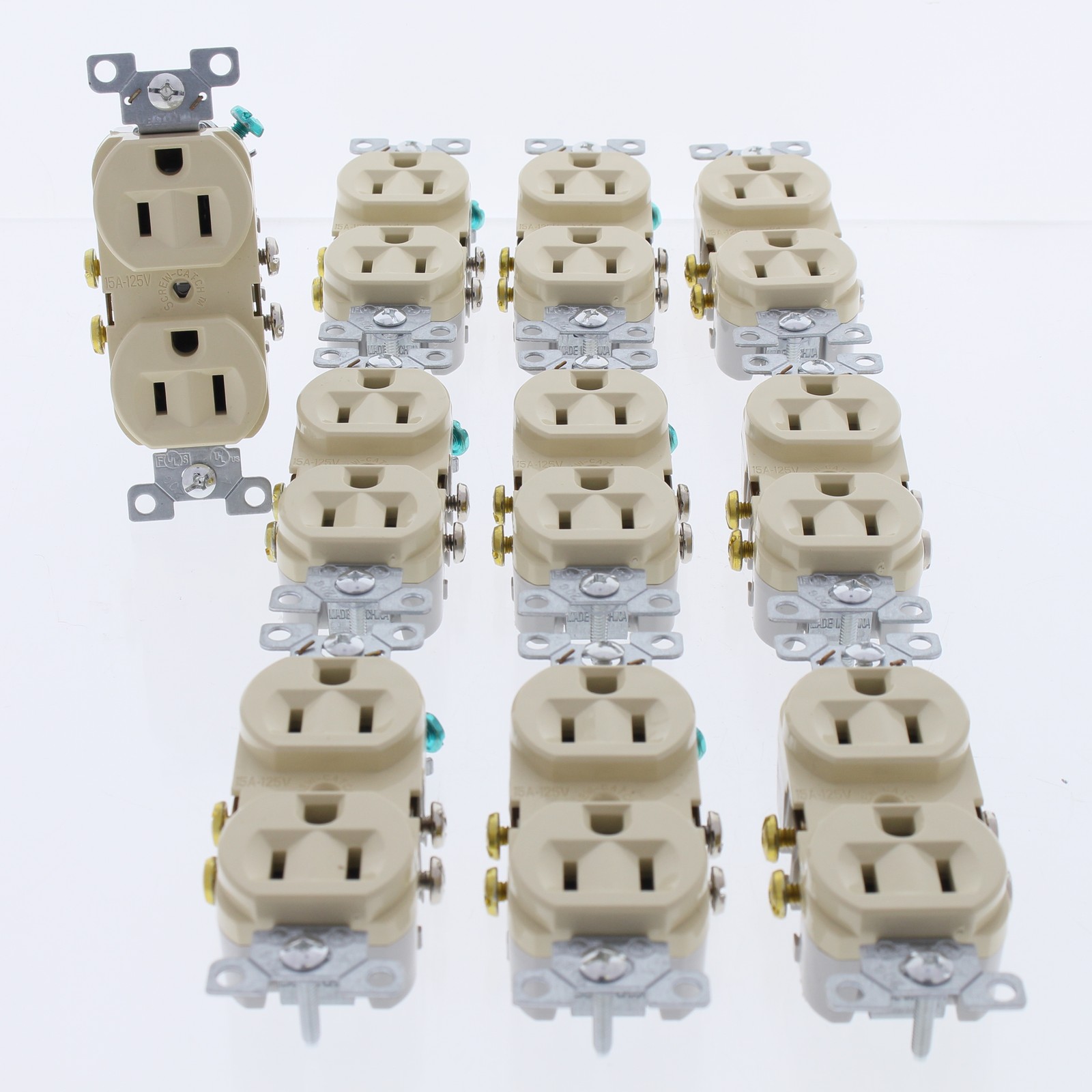 10 Eaton Ivory Commercial Grade Outlet Receptacles Nema 5-15R 15A 125V CR15V