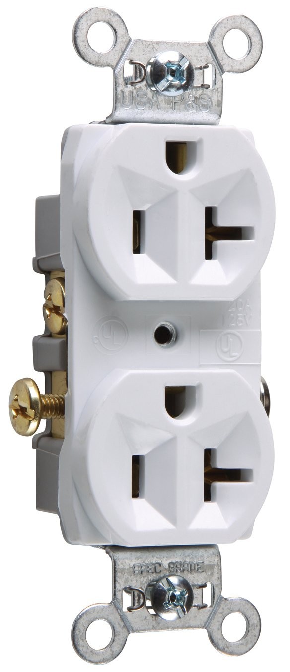 Commercial Grade Duplex Receptacle Outlet 20A White CR20WCC12 Hardware Wall