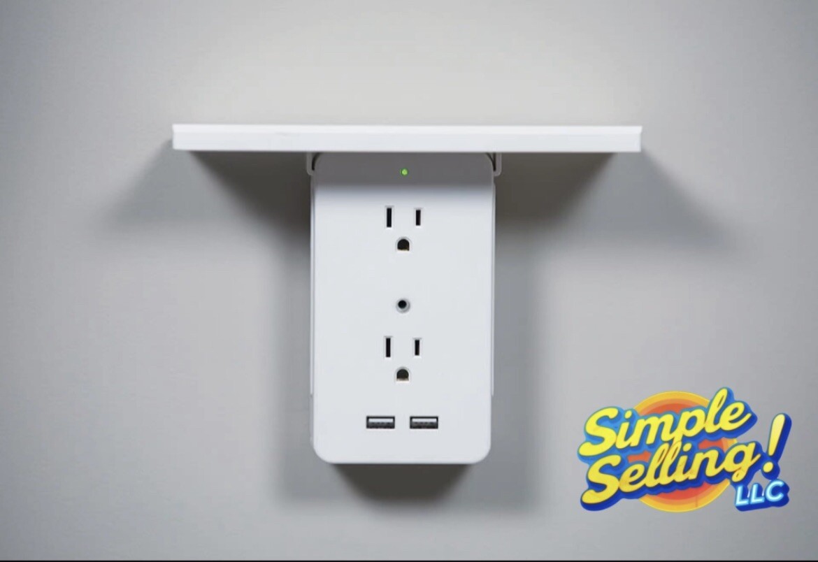 Sharper Image Socket Shelf Cordless Wall 6-Outlet Extender – White