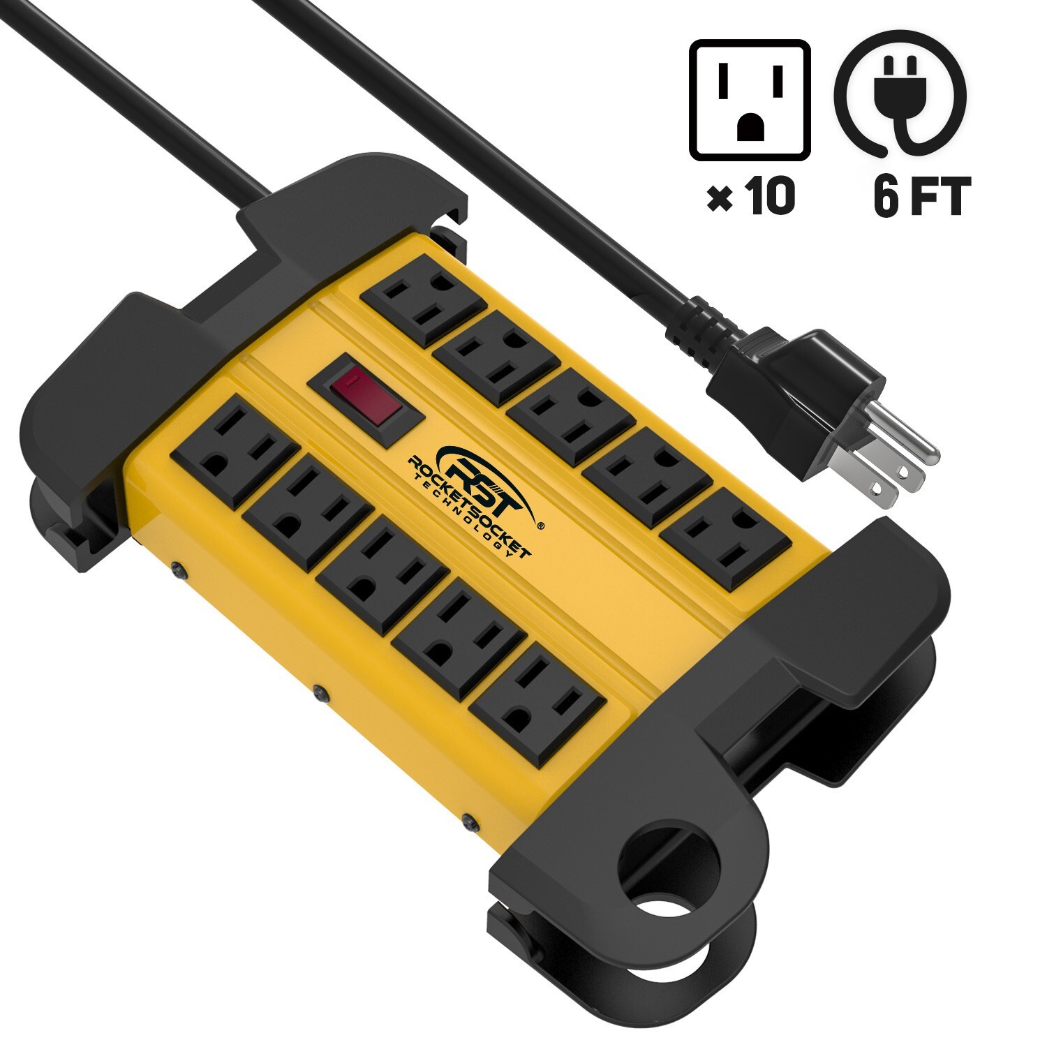 10 Outlet Heavy Duty Power Outlet Surge Protectors 2800J (6FT Wire ETL Certified