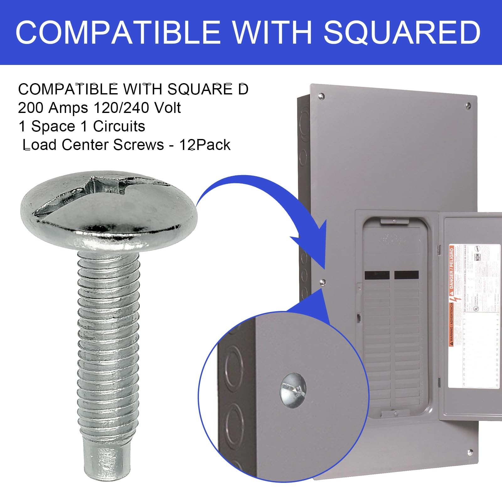 12Pcs Load Center Cover Screws Electrical Panel Screws Replacement for Square D