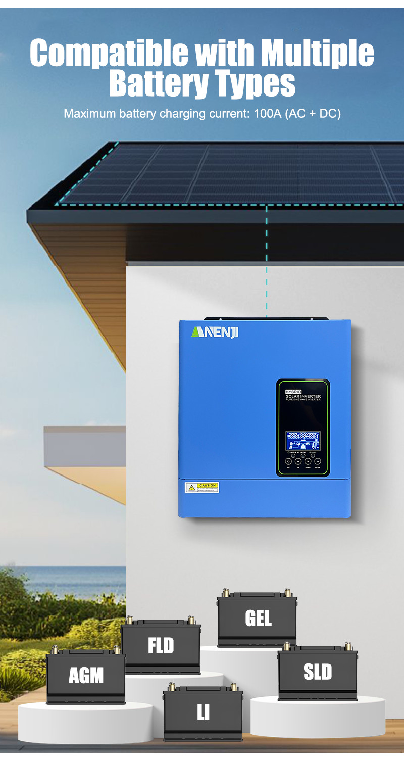 Hybrid Solar Inverter Charger 3000W 110/120V with Built-in 100A MPPT Controller