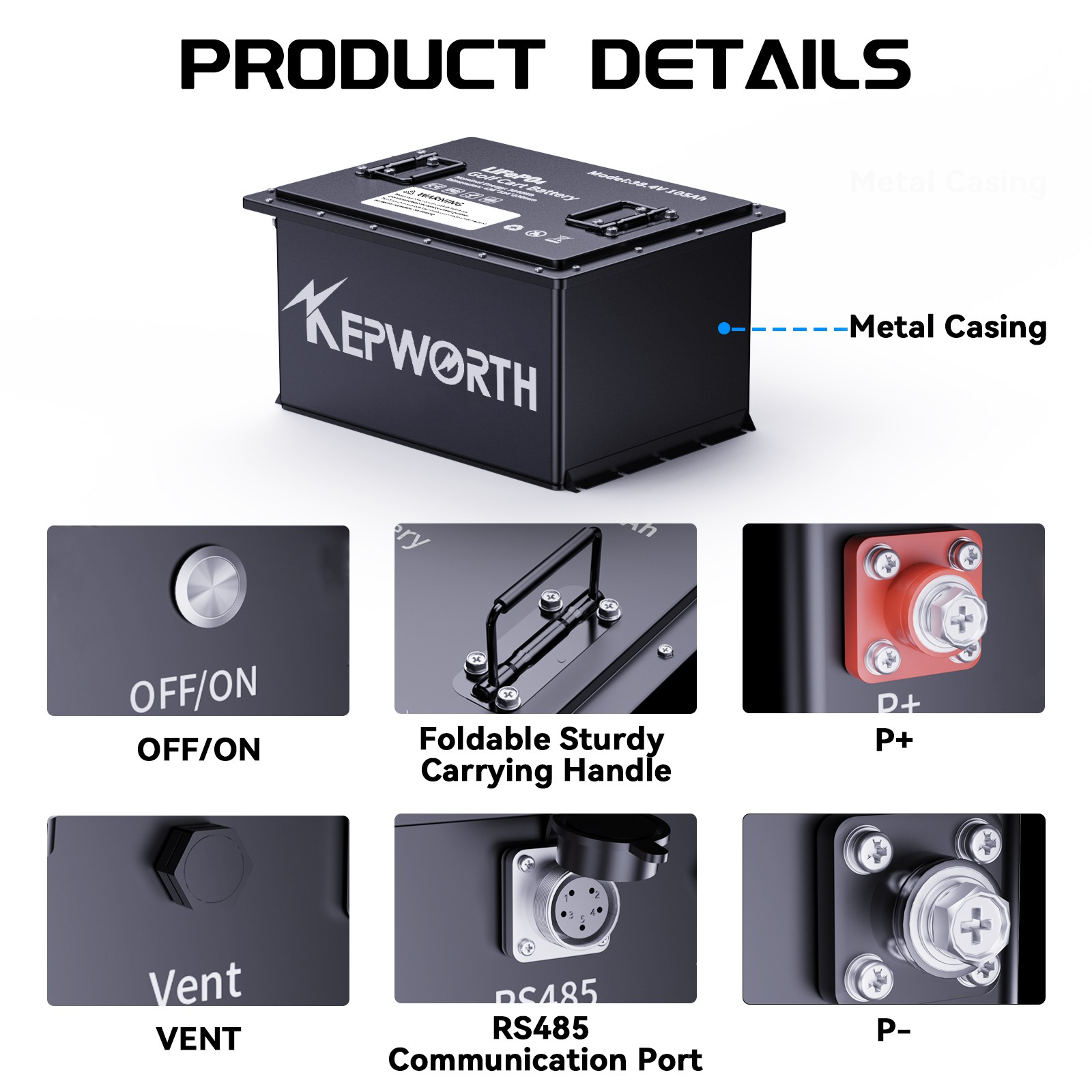 36V 105Ah Golf Cart LiFePO4 Lithium Battery 200A BMS A+Cells with 20A Charger