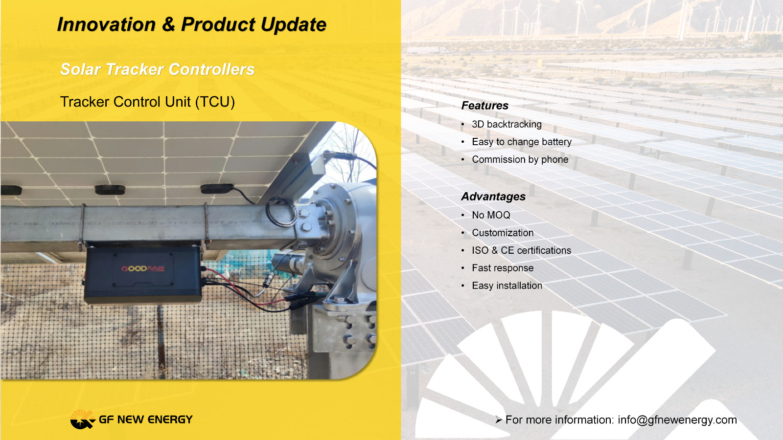 Solar Tracker Controller DC Powered Single-Axis Solar Tracking System TCU