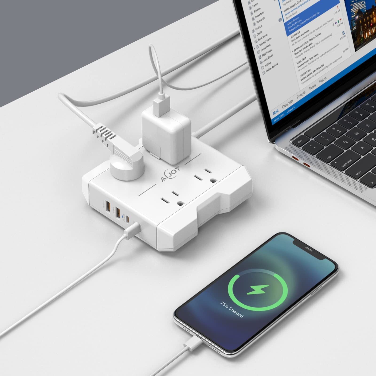 Power Strip with USB Ports 5 ft Extension Cord with 4 Outlets2.2 in and 4 USB…